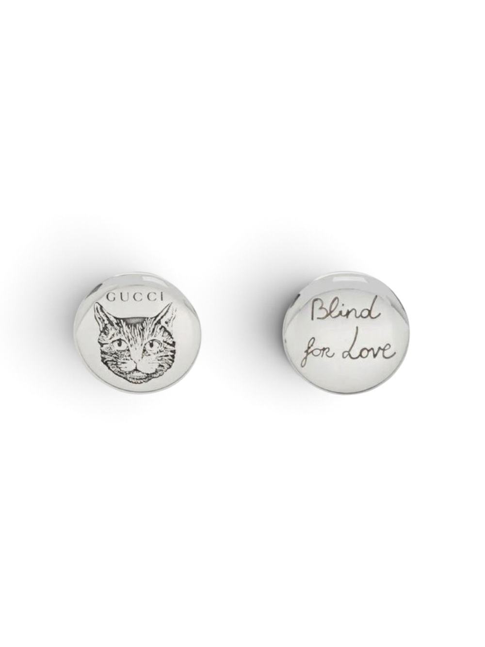 New Pair Gucci Blind For Love Cat Women Sterling Silver 925 11.5mm Studs Box